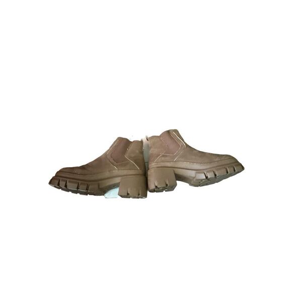 MIA sz 8 Women Chunky Brown Leather Stretchy Pull On Chelsea Lug Boots Fall Chic - Picture 8 of 9